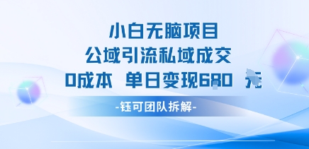 小白无脑项目公域引流私域成交0成本单日变现680米-韬哥副业项目资源网
