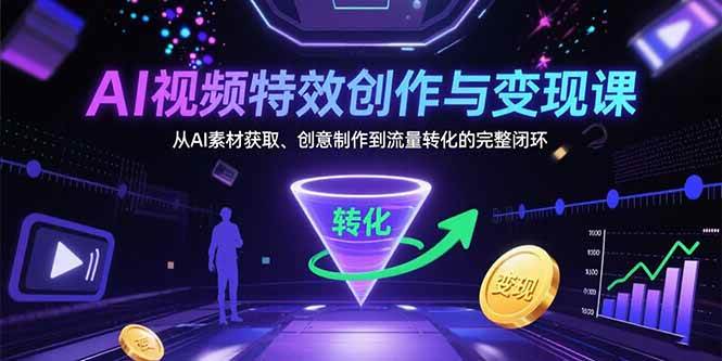 (15587期)AI视频特效创作与变现课:从AI素材获取、创意制作到流量转化的完整闭环-韬哥副业项目资源网