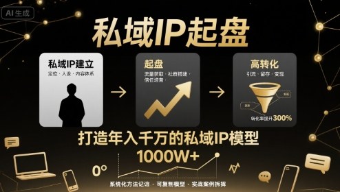 私域IP起盘，私域ip建立、起盘、高转化，打造年入千万的私域ip模型-韬哥副业项目资源网