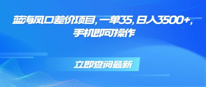 （15714期）蓝海风口差价项目，一单35，日入3500+，手机即可操作-韬哥副业项目资源网