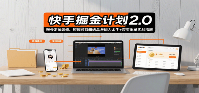 快手掘金计划2.0,账号定位装修、短视频剪辑选品与磁力金牛+裂变出单实战指南-韬哥副业项目资源网