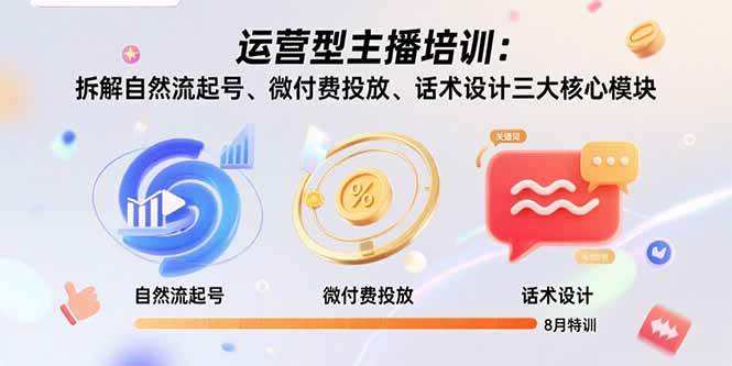 图片[1]-（15654期）运营型主播培训：拆解自然流起号、微付费投放、话术设计三大核心模块-8月-韬哥副业项目资源网