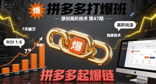 拼多多打爆班原创高阶技术第47期，拼多多起爆链-韬哥副业项目资源网
