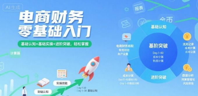 电商财务零基础入门,基础认知+基础实操+进阶突破,轻松掌握-韬哥副业项目资源网