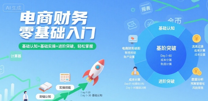 电商财务零基础入门，基础认知+基础实操+进阶突破，轻松掌握-韬哥副业项目资源网