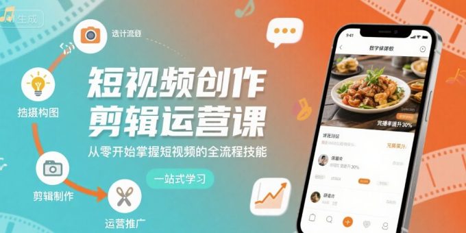 短视频创作剪辑运营课,从零开始掌握短视频的全流程技能-韬哥副业项目资源网