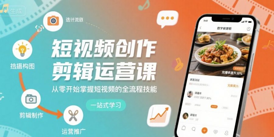 短视频创作剪辑运营课,从零开始掌握短视频的全流程技能-韬哥副业项目资源网