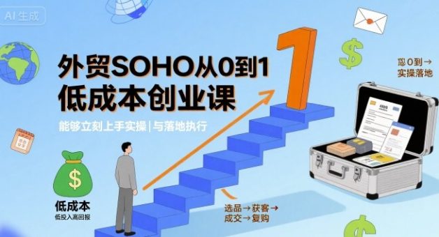 外贸SOHO从0到1低成本创业课，能够立刻上手实操与落地执行-韬哥副业项目资源网