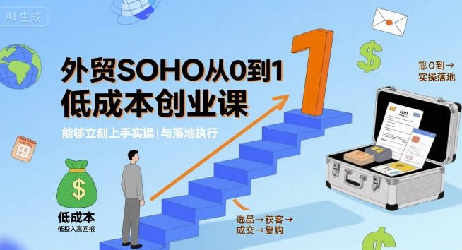 外贸SOHO从0到1低成本创业课，能够立刻上手实操与落地执行-韬哥副业项目资源网