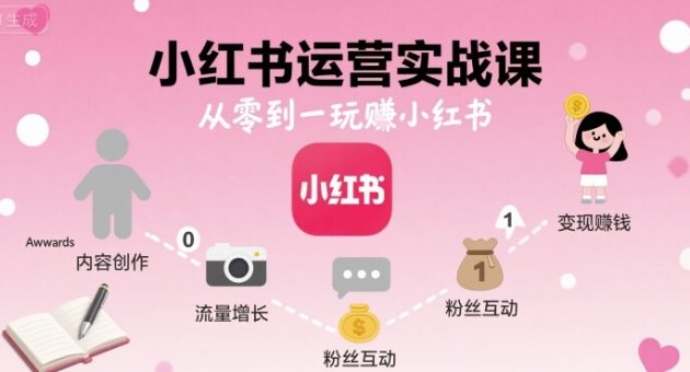 小红书运营实战课，从零到一玩賺小红书-韬哥副业项目资源网