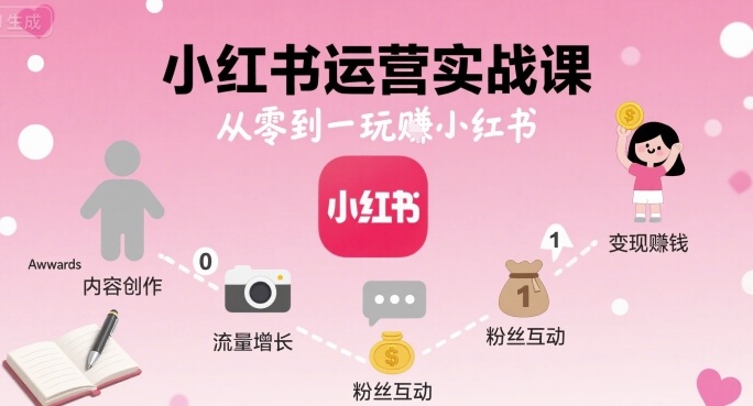 小红书运营实战课，从零到一玩賺小红书-韬哥副业项目资源网