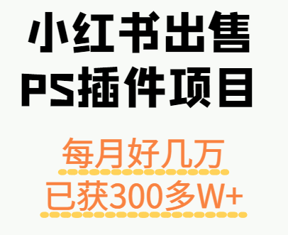 小红书出售PS插件项目，每月都收入好几万，长期操作已获利300多W+-韬哥副业项目资源网
