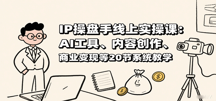 IP操盘手线上实操课：AI工具、内容创作、商业变现等20节系统教学-韬哥副业项目资源网