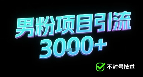 新的安全引流方式可用于男粉项目，不会封号，收益可观-韬哥副业项目资源网