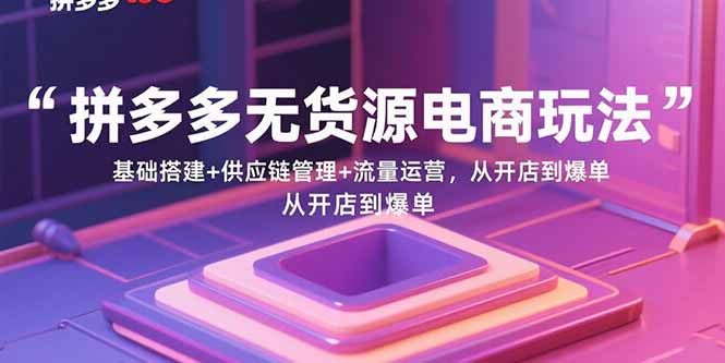 （15886期）拼多多无货源电商玩法：基础搭建+供应链管理+流量运营，从开店到爆单-韬哥副业项目资源网