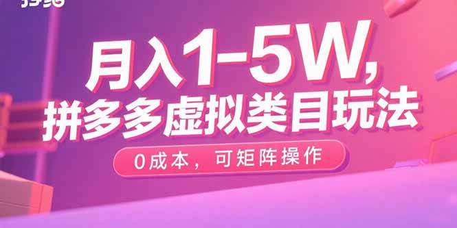 （15903期）月入1-5W，拼多多虚拟类目玩法，0成本，可矩阵操作-韬哥副业项目资源网