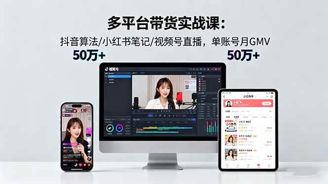 （16254期）多平台带货实战课18.0：抖音算法/小红书笔记/视频号直播，单账号月GMV50w+-韬哥副业项目资源网