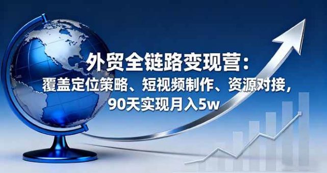 （16173期）外贸全链路变现营：覆盖定位策略、短视频制作、资源对接，90天实现月入5w-韬哥副业项目资源网