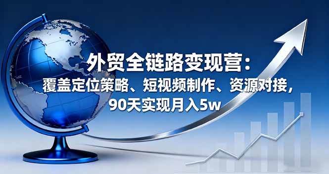 （16173期）外贸全链路变现营：覆盖定位策略、短视频制作、资源对接，90天实现月入5w-韬哥副业项目资源网