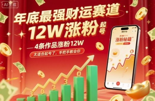 年底最强财运赛道，4条作品涨粉12W，太适合起号了，手把手教会你-韬哥副业项目资源网