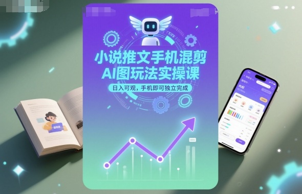 小说推文手机混剪AI图玩法实操课，日入可观，手机即可独立完成-韬哥副业项目资源网