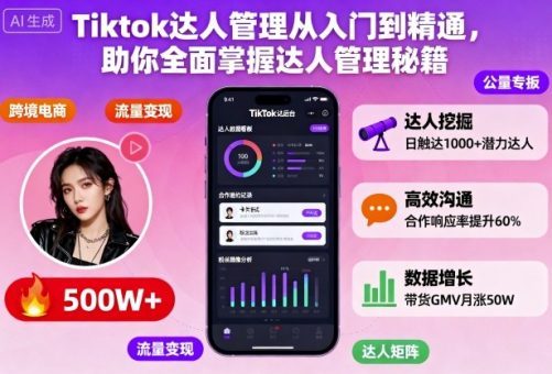 Tiktok达人管理从入门到精通,助你全面掌握达人管理秘籍-韬哥副业项目资源网