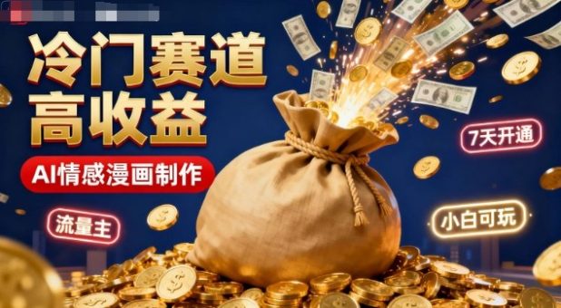 公众号冷门赛道，用AI做情感漫画，7天开通流量主，操作简单，小白可玩-韬哥副业项目资源网