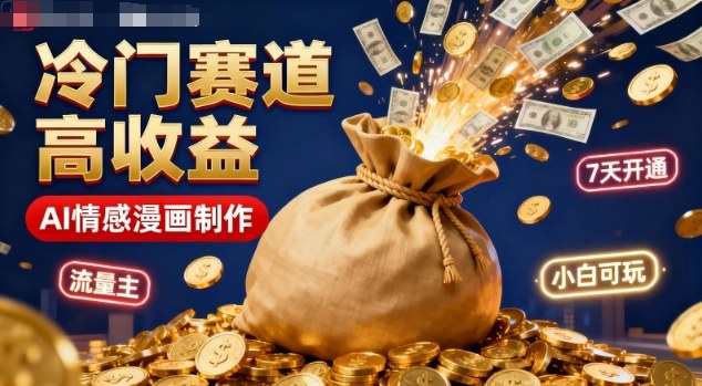 公众号冷门赛道，用AI做情感漫画，7天开通流量主，操作简单，小白可玩-韬哥副业项目资源网