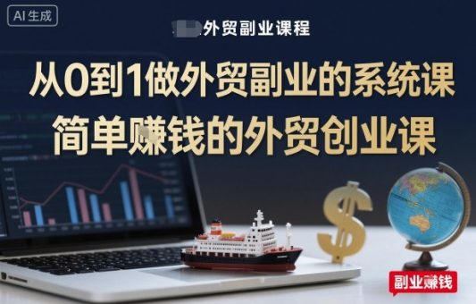 从0到1做外贸副业的系统课，简单賺钱的外贸创业课-韬哥副业项目资源网