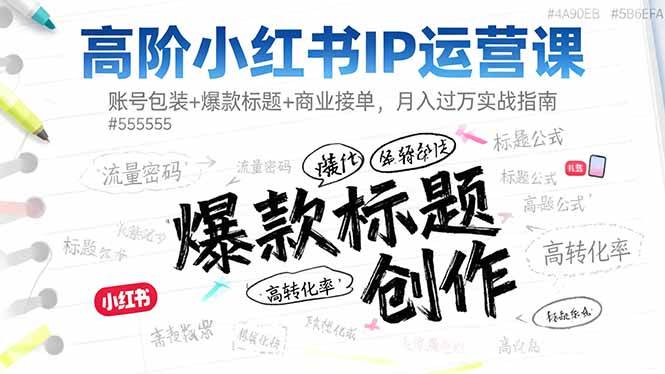 (16442期)高阶小红书IP运营课:账号包装+爆款标题+商业接单,月入过万实战指南-韬哥副业项目资源网