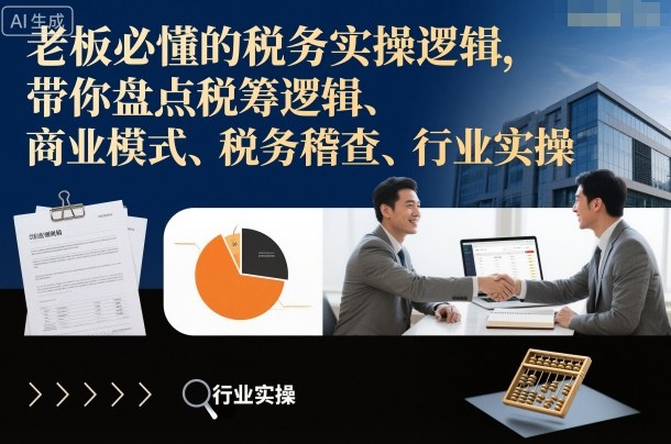 老板必懂的税务实操逻辑，带你盘点税筹逻辑、商业模式、税务稽查、行业实操-韬哥副业项目资源网