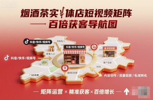 烟酒茶实体店短视频矩阵百倍获客导航图-韬哥副业项目资源网