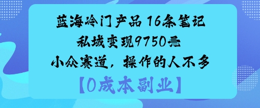 蓝海冷门产品：16条笔记私域变现9750米小众赛道，操作的人不多-韬哥副业项目资源网