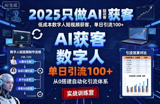 2025只做AI获客,AI超级获客实训营,低成本数字人短视频获客,单日引流100+-韬哥副业项目资源网