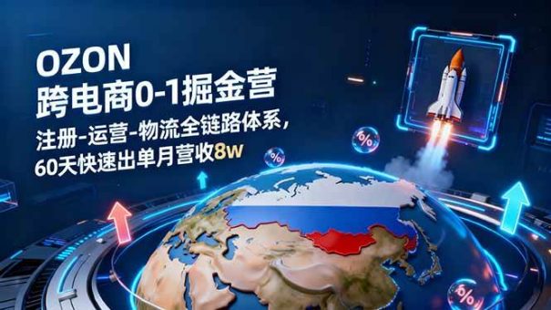 （16277期）OZON跨境电商0-1掘金营：注册-运营-物流全链路体系，60天快速出单月营收8w-韬哥副业项目资源网