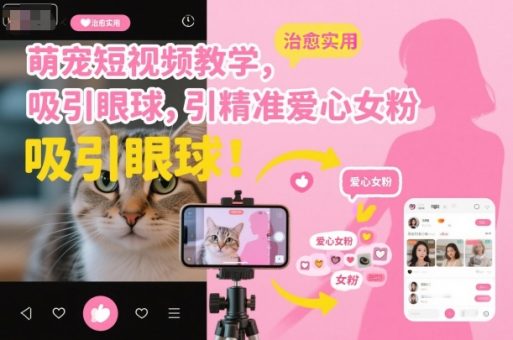 萌宠短视频教学，吸引眼球，引精准爱心女粉-韬哥副业项目资源网