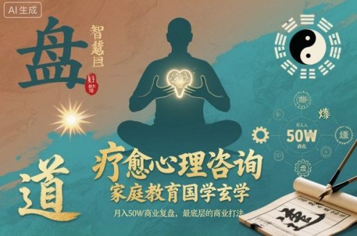 疗愈心理咨询，家庭教育国学玄学，月入50个商业复盘，最底层的商业打法-韬哥副业项目资源网