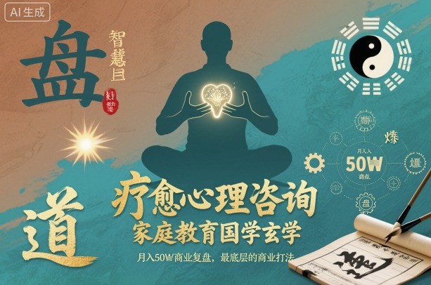 疗愈心理咨询，家庭教育国学玄学，月入50个商业复盘，最底层的商业打法-韬哥副业项目资源网