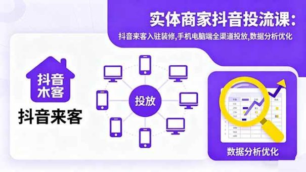 （16313期）实体商家抖音投流课:抖音来客入驻装修,手机电脑端全渠道投放,数据分析优化-韬哥副业项目资源网