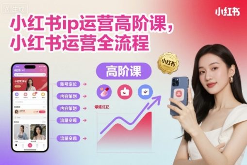 小红书ip运营高阶课，小红书运营全流程-韬哥副业项目资源网