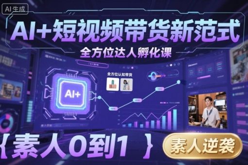 AI+短视频带货新范式全方位达人孵化课,素人也可以从0到1,全方位认知短视频带货-韬哥副业项目资源网