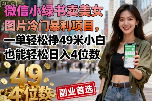 微信小绿书卖美女图片冷门暴利项目,一单轻松挣49米小白也能轻松日入4位数-韬哥副业项目资源网