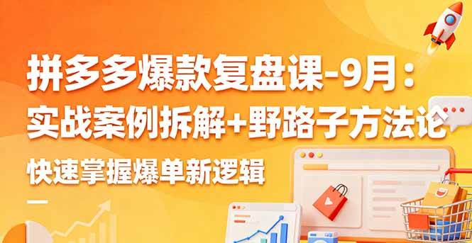 （16176期）拼多多爆款复盘课-9月：实战案例拆解+野路子方法论，快速掌握爆单新逻辑-韬哥副业项目资源网