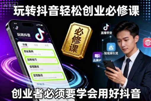 玩转抖音轻松创业必修课，创业者必须要学会用好抖音-韬哥副业项目资源网