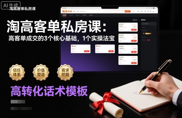 淘高客单私房课:高客单成交的3个核心基础,1个实操法宝-韬哥副业项目资源网