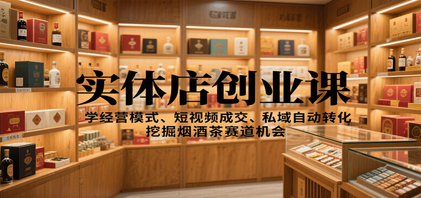 实体店创业课：学经营模式、短视频成交、私域自动转化，挖掘烟酒茶赛道机会-韬哥副业项目资源网