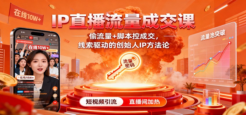 IP直播流量成交课：偷流量+脚本控成交，线索驱动的创始人IP方法论-韬哥副业项目资源网