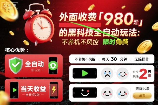 外面收费980的黑科技全自动玩法,不养机不风控,每天30分钟,无脑操作,当天收益2张【揭秘】-韬哥副业项目资源网