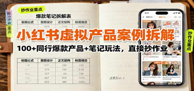 小红书虚拟产品案例拆解:100+同行爆款产品+笔记玩法,直接抄作业-韬哥副业项目资源网
