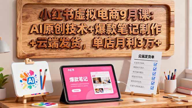 （16287期）小红书虚拟电商9月课：AI原创技术+爆款笔记制作+云端发货，单店月利3万+-韬哥副业项目资源网